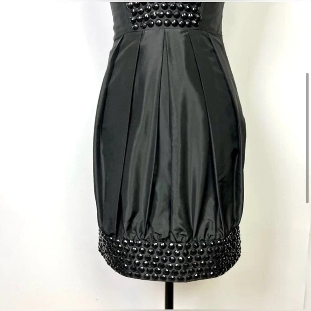 Bebe silk beaded bubble hem mini dress in black - size XS - Picture 8 of 15